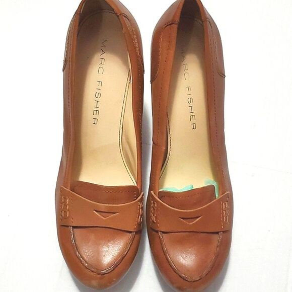 Marc Fisher Keeps Cognac Almond Oxford Classic Platform Heels - Picture 3 of 15